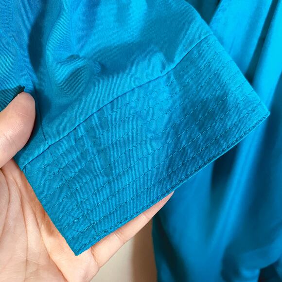 Vintage 80s Two Piece Jumpsuit & Jacket Set Teal/Turquoise Beaded Embellished 10 - Picture 7 of 16